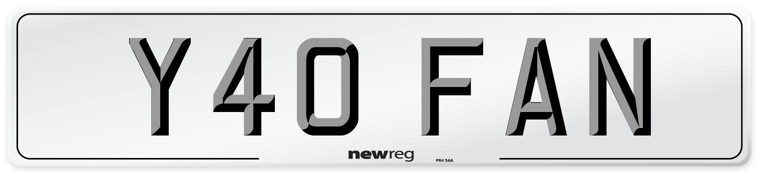 Y40 FAN Number Plate from New Reg